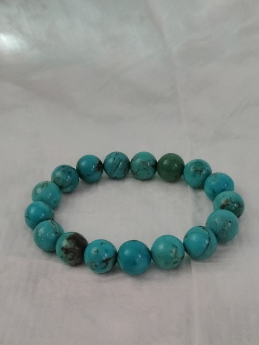 Vintage Turquoise Beaded Stretch Bracelet - Blue